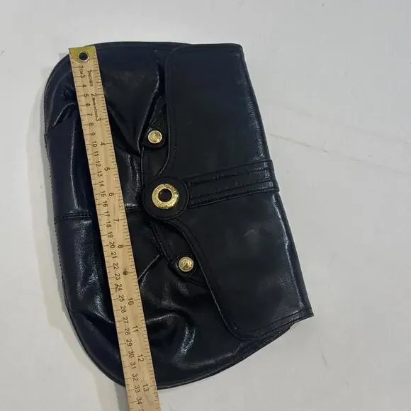 Perlina Black Patent Leather Black Kiss-lock Wallet Coin Purse Clutch EUC - Picture 13 of 15